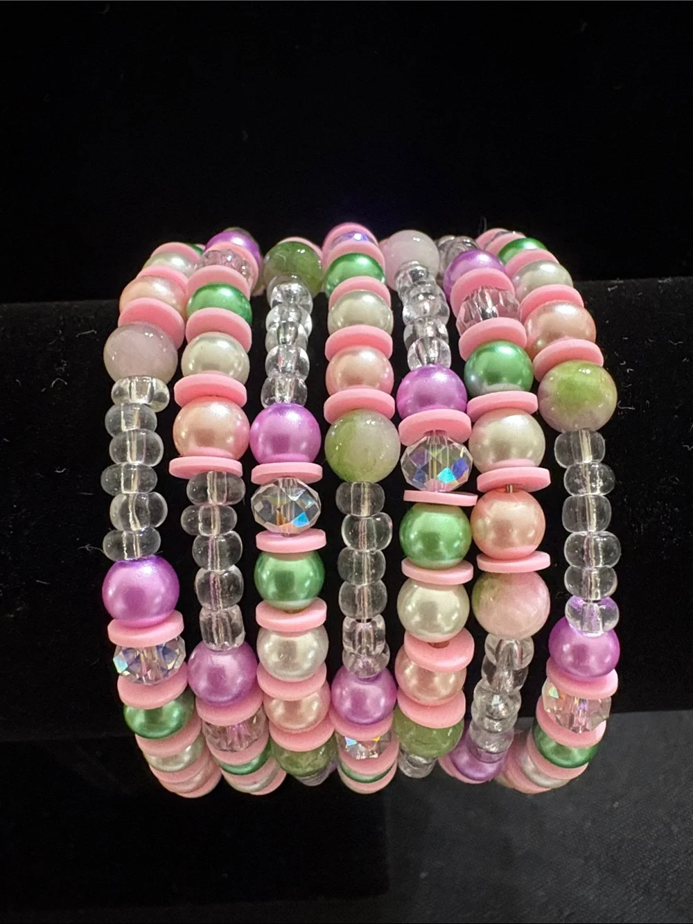 Pink, Green & Purple Beaded Bracelet